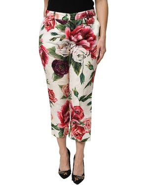 Dolce & Gabbana Multicolour Rose Floral Cropped Trousers Trousers - Red