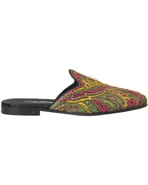 Dolce & Gabbana Multicolour Brocade Dg Logo Mule Flat Sandals Shoes