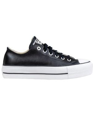 Converse Black Leather Low Top Trainers - Blue