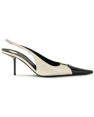 Saint Laurent Beige Calf Leather Bos Taurus High Heel Court Shoes - Metallic