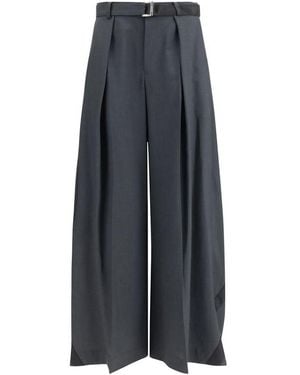 Sacai Grey Polyester Casual Trousers