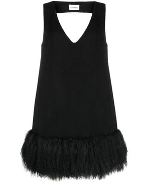 P.A.R.O.S.H. P.A.R.O..H. Shearling-Hem Minidress - Black