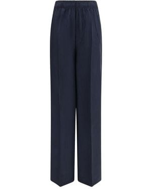 Prada Blue Silk Casual Trousers