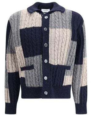 Thom Browne Intarsia Cardigan - Blue