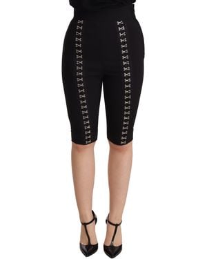 Dolce & Gabbana Elegant High Waist Wool Shorts - Black