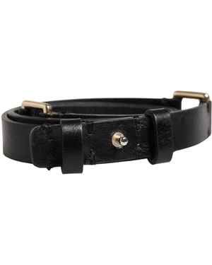 Gianfranco Ferré Black Leather Thin Gold Metal Brass Buckle Waist Belt