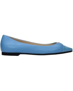 Jimmy Choo Leni Ballerina Shoes Celeste Leather - Blue