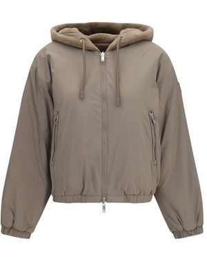 Moose Knuckles Brown Faux Fur Sweatshirt - Gray