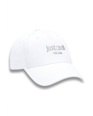 Just Cavalli Chic Embroide Cotton Visor Cap - White