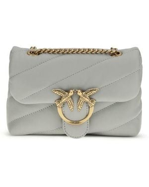 Pinko Calf Leather Bos Taurus Shoulder Bag - Grey