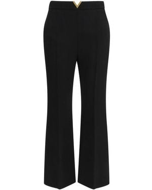 Valentino Black Fleece Wool Flared Pants