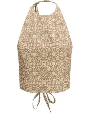 Kristina Ti Multicolour Viscose Tank Tops - Natural