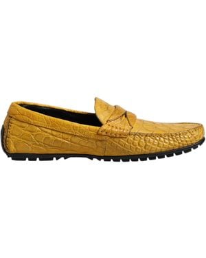 Dolce & Gabbana Yellow Exotic Leather Loafers Slip On Shoes - Multicolour