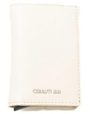 Cerruti 1881 Beige Calfskin Men Wallet - White