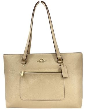 COACH Leather Station Bag Shoulder Tote - Natural