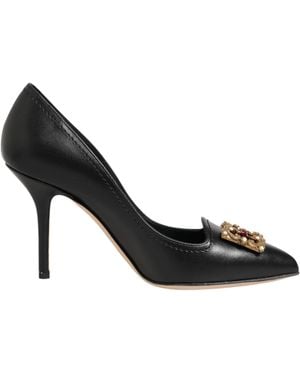 Dolce & Gabbana Black Leather Dg Amore Heels Pumps Shoes