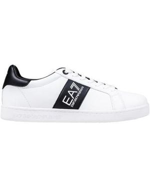 EA7 Black And White Leather Low Top Sneakers