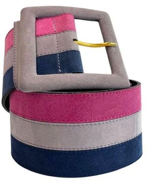 Borbonese Multicolor Genuine Leather Belt - Blue