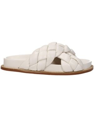 Fabiana Filippi Beige Leather Slippers - White