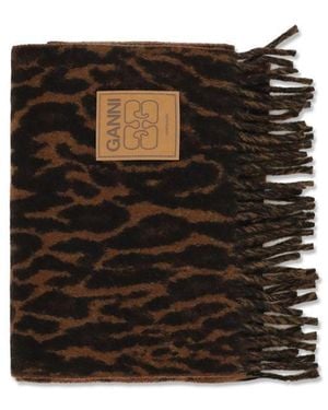Ganni Wool Oves Aries Scarf - Black