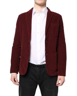 Gianfranco Ferré Maroon Corduroy Regular Fit Men Coat Blazer Jacket - Purple