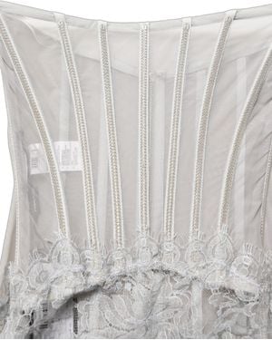 Dolce & Gabbana Gray Lace Corset Style Bodice Maxi Dress