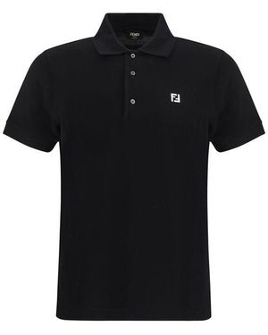 Fendi Black Cotton Polo Shirt