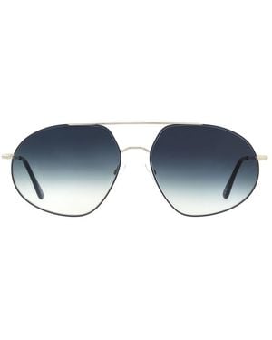 Andy Wolf Silver Metal Sunglasses - Blue