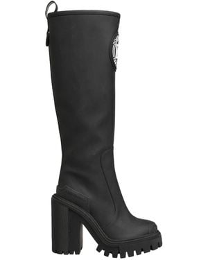 Dolce & Gabbana Black Rubberised Leather High Boots Shoes