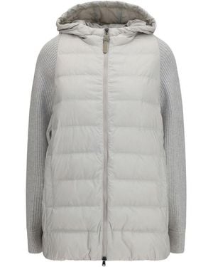 Brunello Cucinelli Long Monili Chain Puffer Jacket - Grey