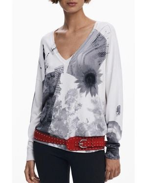 Desigual White Viscosa 's Jersey - Gray