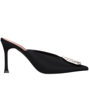 AMINA MUADDI Black Satin High Heel Pumps
