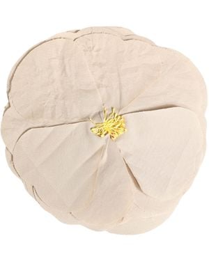 Dolce & Gabbana Floral Motif Silk Blend Poplin Fabric Pin Brooch - Natural