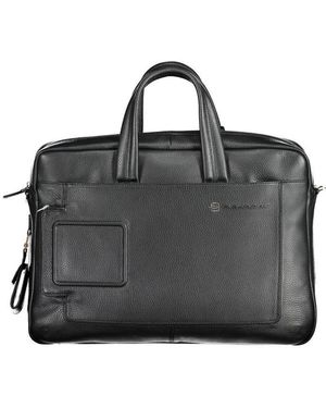 Piquadro Nero Leather Briefcase - Black