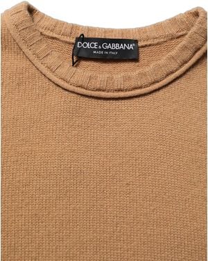 Dolce & Gabbana Brown Wool Short Sleeves Cropped Blouse Top
