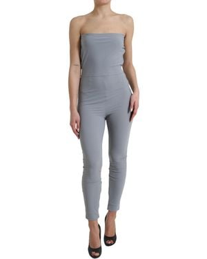 Dolce & Gabbana Nylon Strapless Bodycon Jumpsuit Dress - Blue