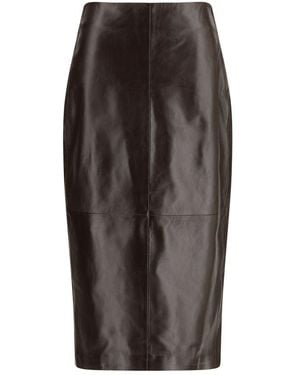 Arma Brown Leather Long Skirt
