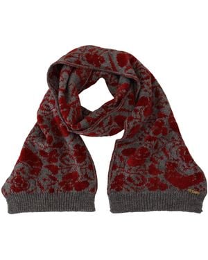 Gianfranco Ferré Gf Ferre Gray Knitted Wrap Warmer Shawl Scarf - Purple