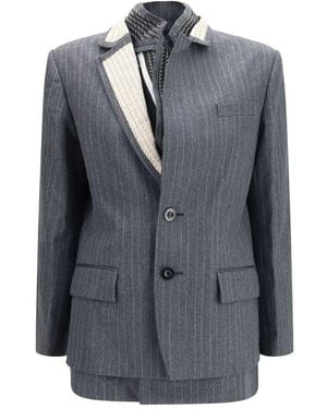 Sacai Grey Wool Oves Aries Jacket - Blue