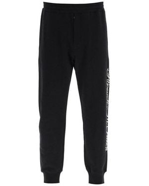 McQueen Logo Cotton Trousers - Black