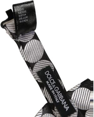 Dolce & Gabbana Men Black Silver Circles Adjustable Neck Papillon Bow Tie