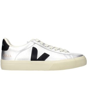 Veja Gray Leather Low Top Sneakers - White