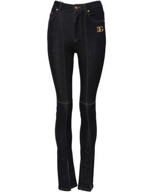Dolce & Gabbana Blue Cotton High Waist Skinny Denim Jeans - Black