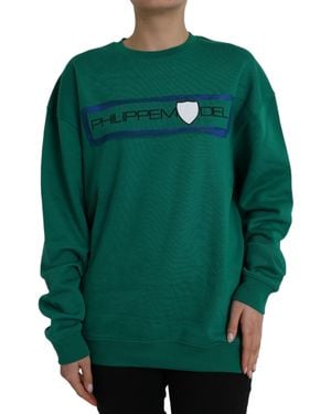 Philippe Model Cotton Logo Print Long Sleeves Pullover Jumper - Green