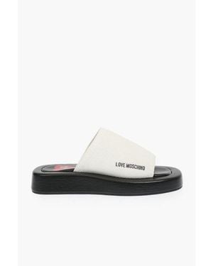 Moschino Black And White Leather Slides