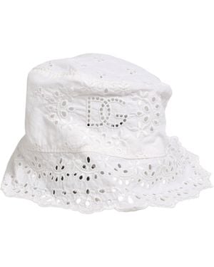Dolce & Gabbana White Nylon Cut Out Bucket Logo Capello Hat