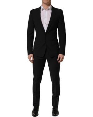 Dolce & Gabbana Black Wool Slim Fit Formal 2 Piece Men Suit