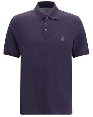 Brunello Cucinelli Purple Cotton Polo Shirt - Blue