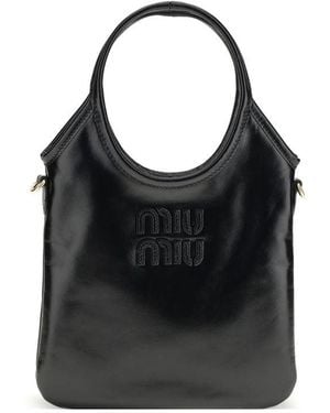 Miu Miu Black Calf Leather Bos Taurus Shoulder Bag
