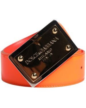 Dolce & Gabbana Tone Metal Logo Buckle Belt - Orange